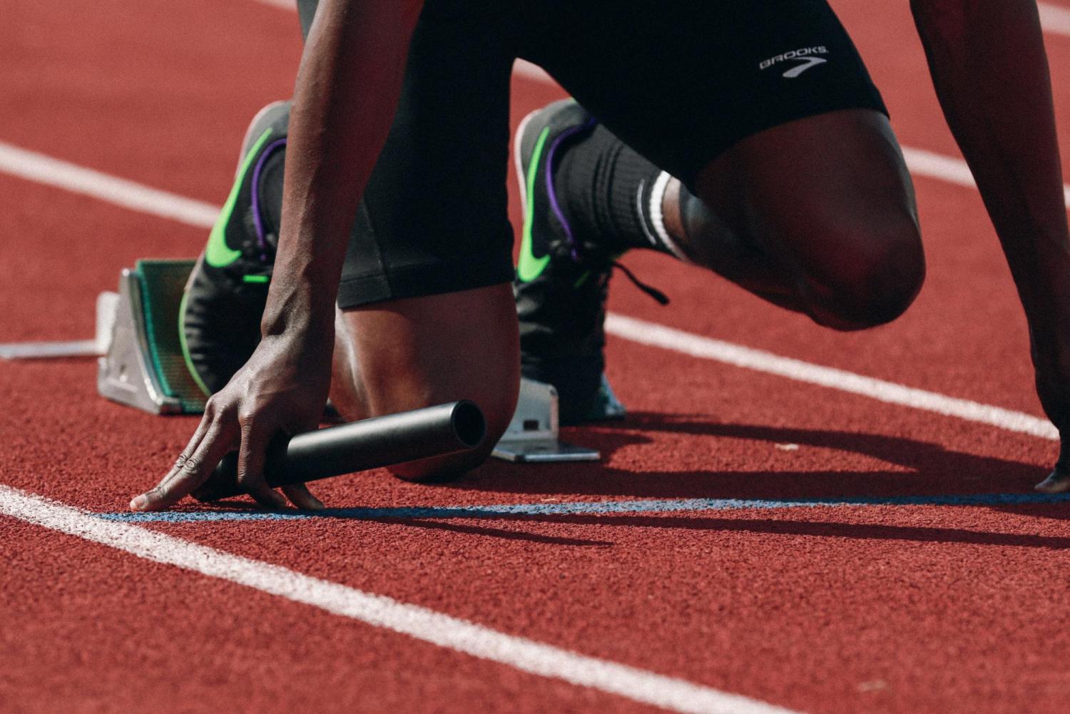 track athlete at the starting line