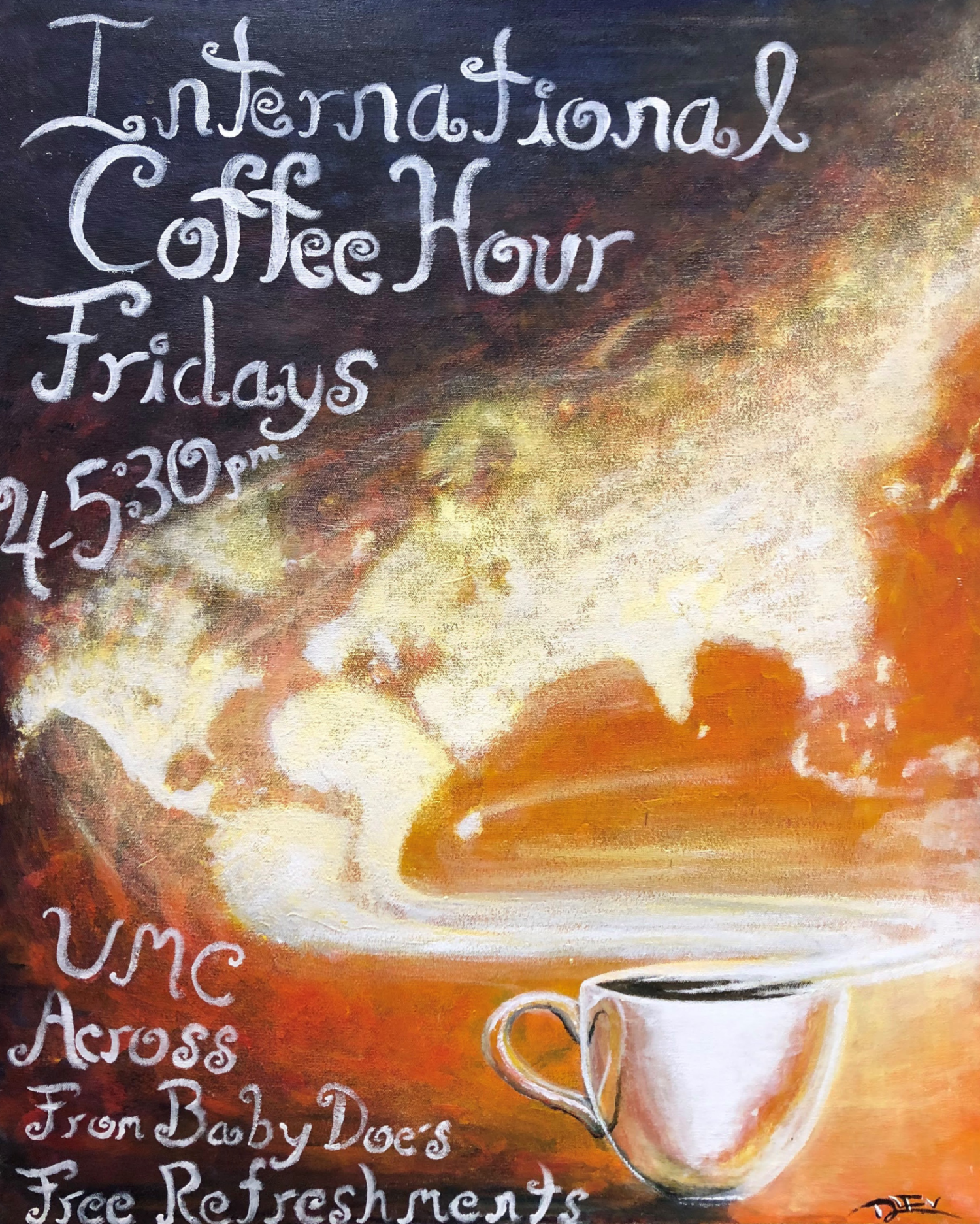 international coffee hour painted poster