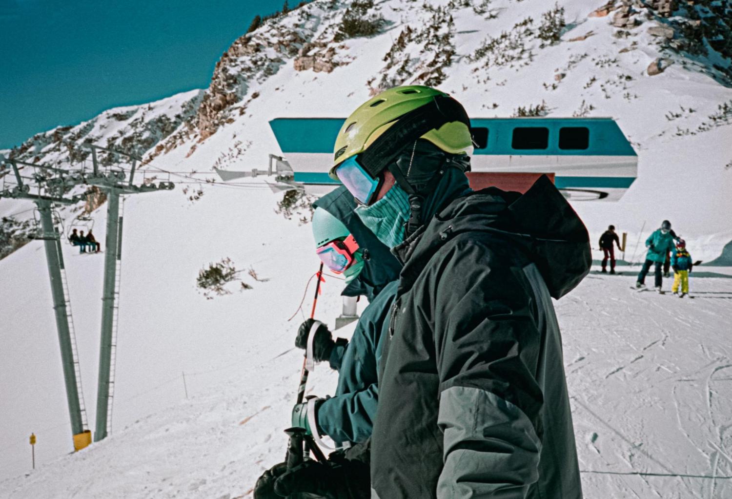 man about to ski down a hill