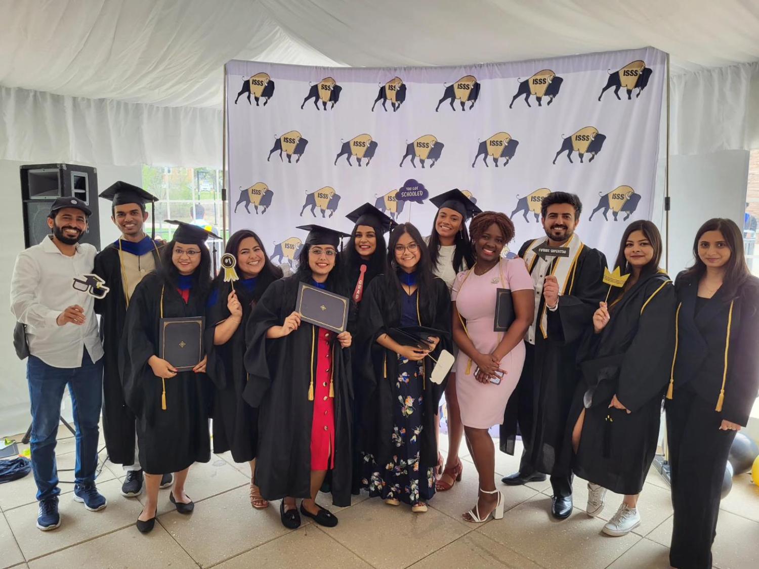 group of students in graduation wear