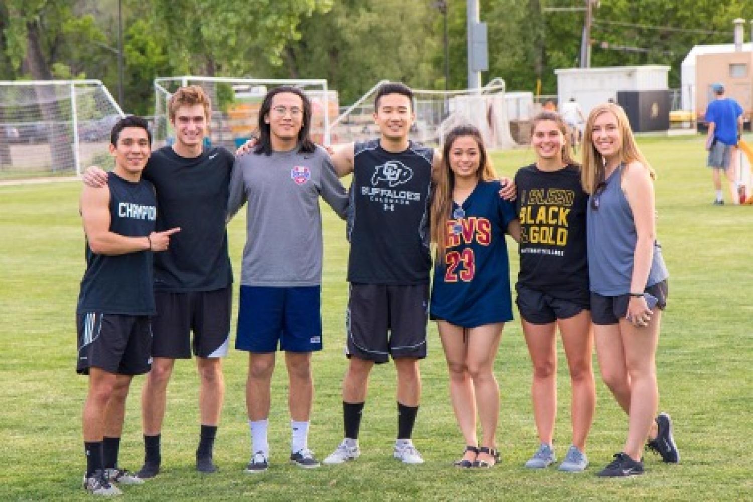 a student team getting ready to play a game