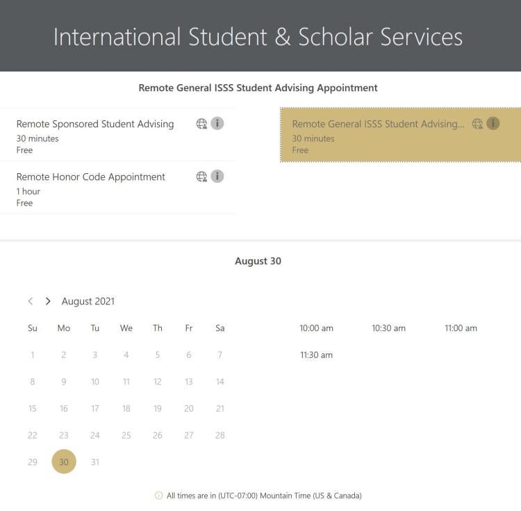 ISSS Bookings Scheduling Webpage image