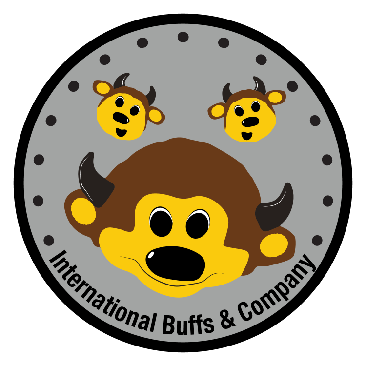 International Buffs & Company logo- Cartoon Chip with 2 kid bufflaoes