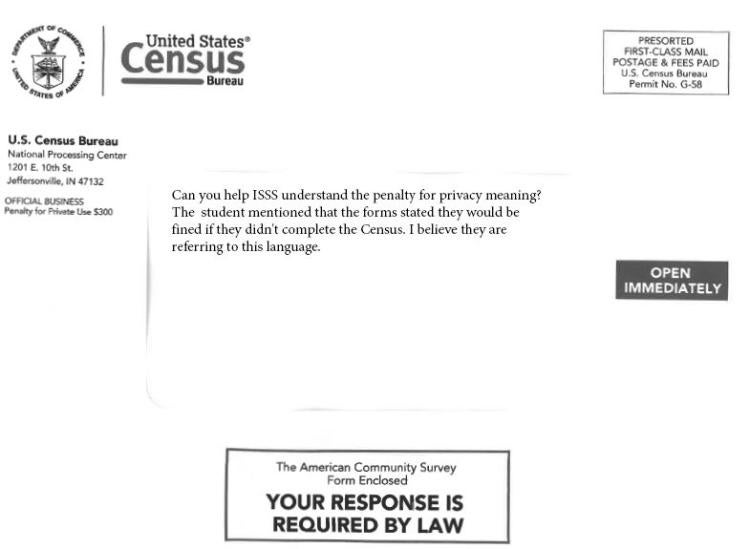 Envelope of U.S. Census Bureau Correspondence