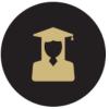 Person in a graduation cap graphic