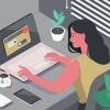 graphic of person working on a laptop