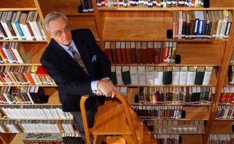 Harry Mazal in his home library.