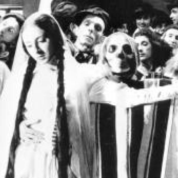 Still image of the prince and the dybbuk in the movie, "The Dybbuk"