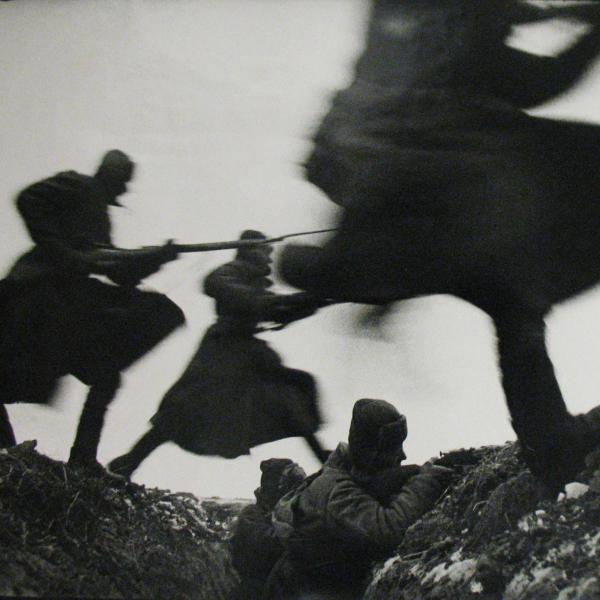 Mark Markov-Grinberg, Russian (1907-2006), For the Motherland, 1943, gelatin silver print, 15 ½ x 11 ½ inches. Gift of Teresa and Paul Harbaugh, CU Art Museum, University of Colorado Boulder, 2010.13.01. Photo: CU Art Museum, © Mark Markov-Grinberg / PhotoSoyuz