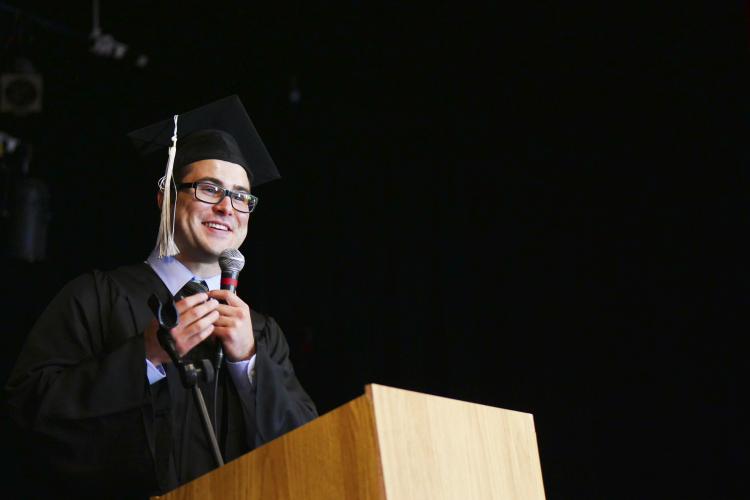 Toby Bollig presenting his valedictory speech