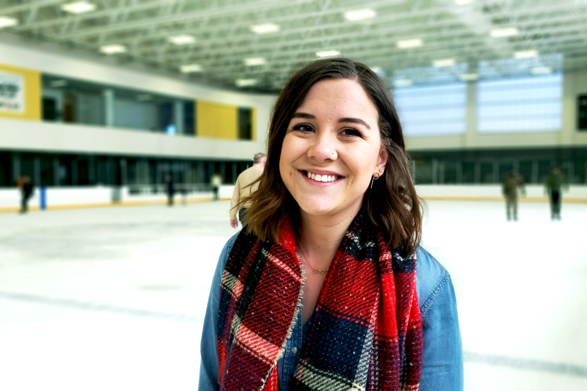 Employee skating at CU Boulder Rec Center.