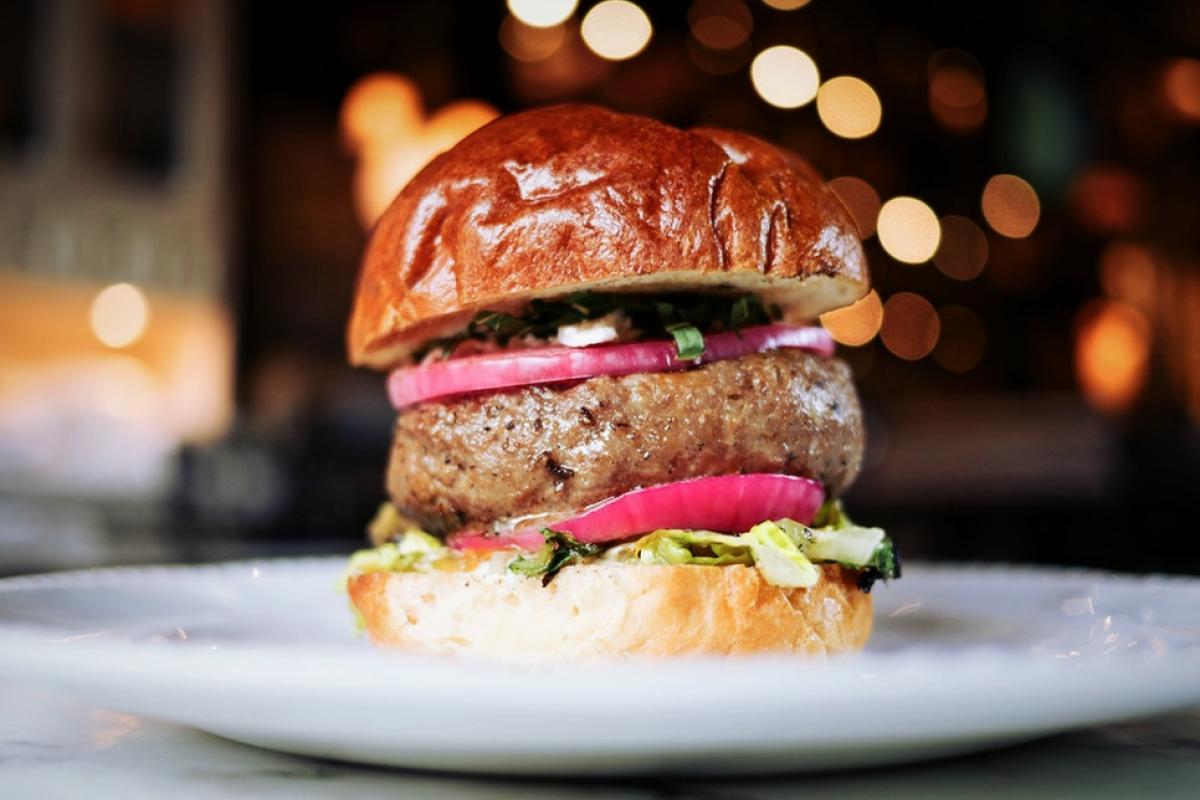 A juicy hamburger.