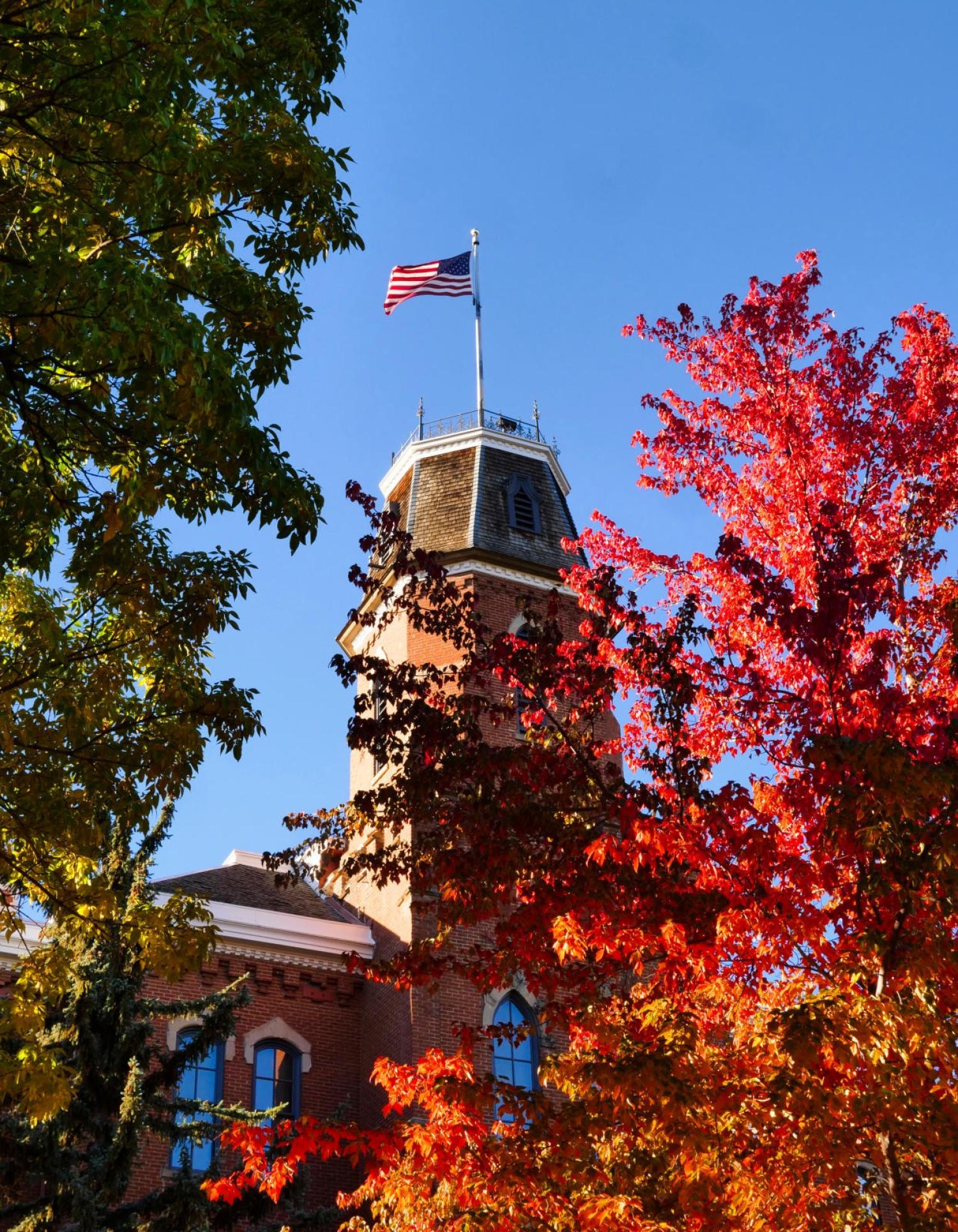 A 2022 fall scenic image on the main campus at the University of Colorado Boulder. (Photo by Casey A. Cass/University of Colorado)