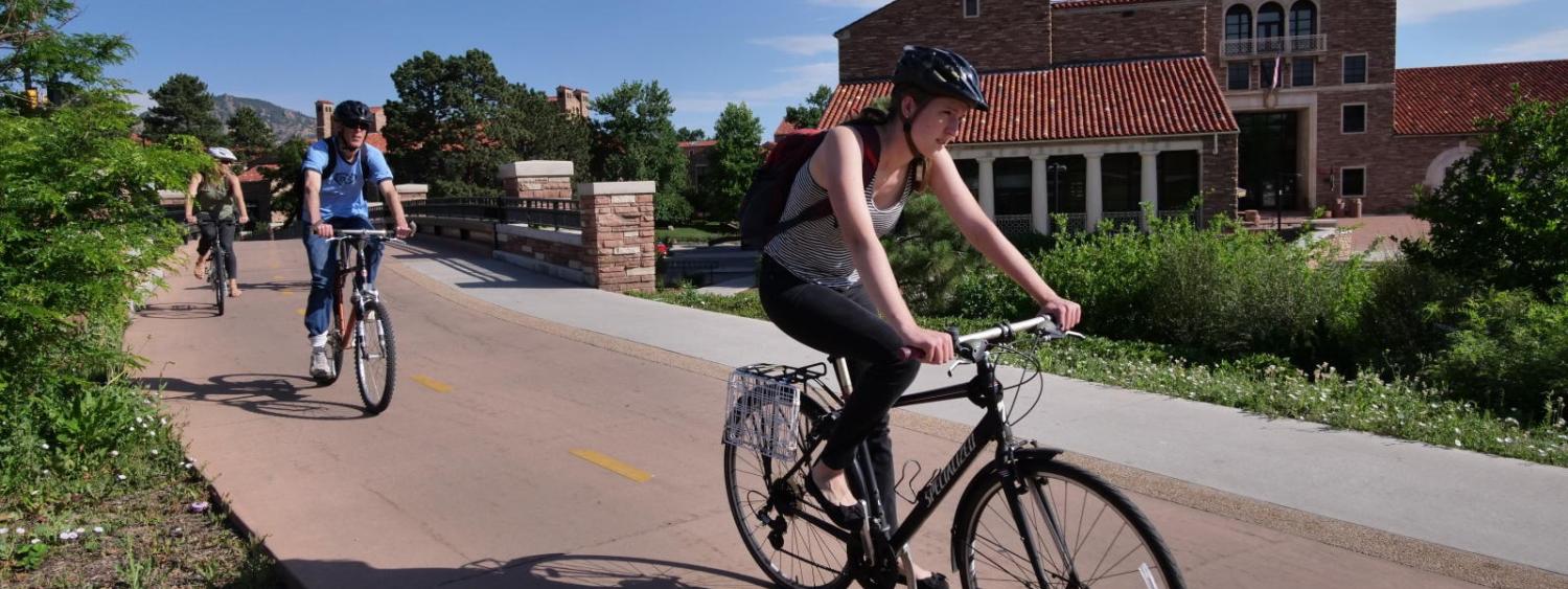 Cyclist on Bike Path (Photo by Casey A. Cass/University of Colorado)