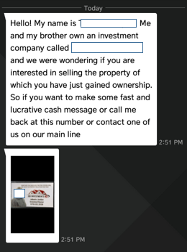 Text Message from an Unsolicited Investor