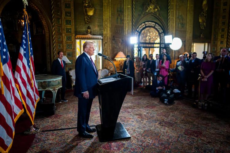 president addressing media