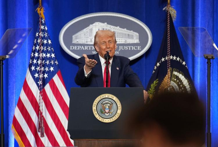 president addressing DOJ