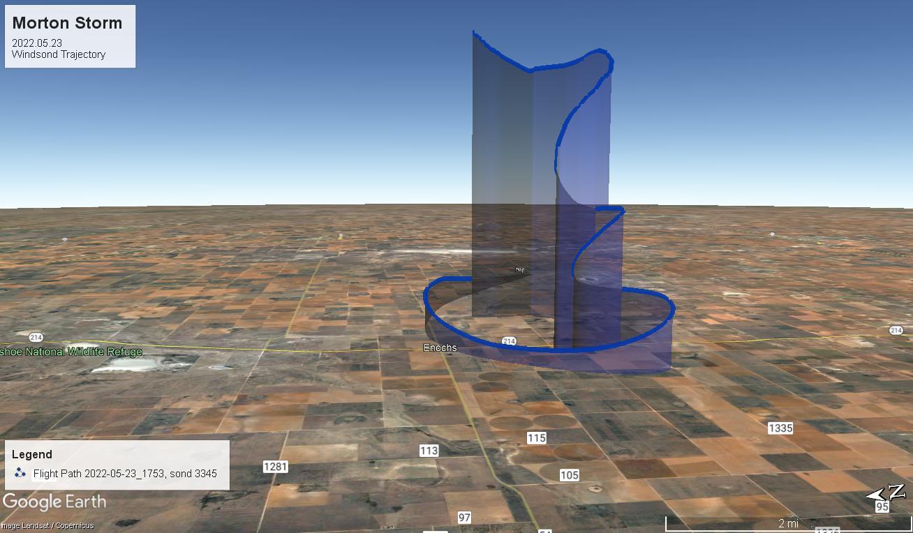 Image showing pathline of windsonde during supercell event.