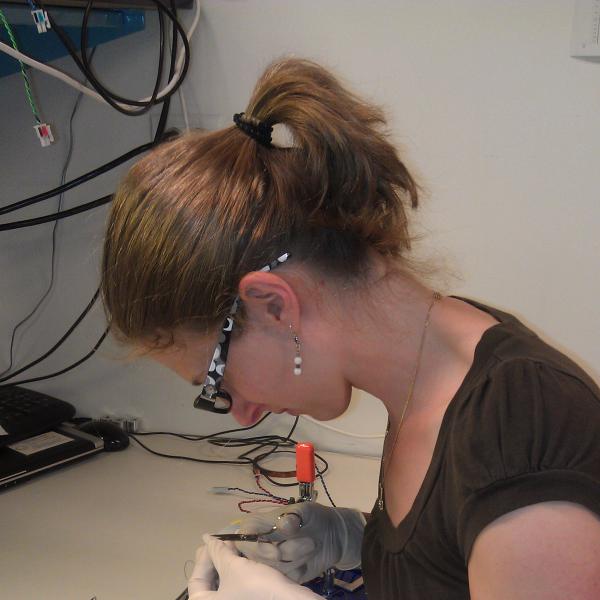 Anna preparing samples.