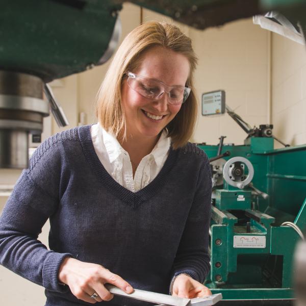 Madie working in the fabrication room.