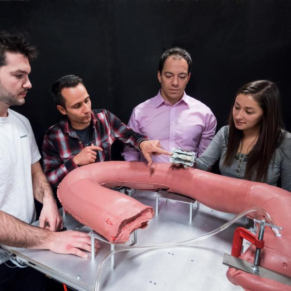 Colon simulator for the RCE in the AMTL (Pictured Levi Pearson, Greg Formosa, Mark Rentschler, Kristin Calahan).