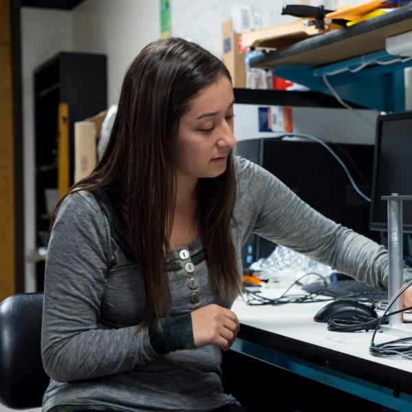 Kristin Calahan working in the AMTL.