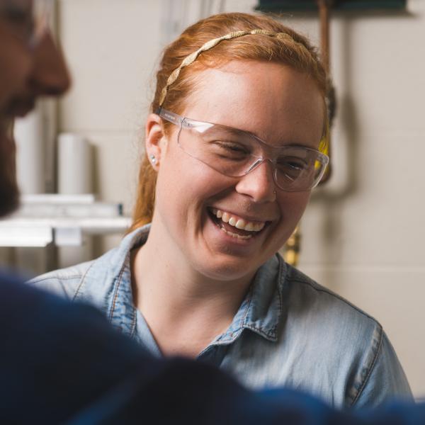 Rachel working in the Fabrication Room in the AMTL.
