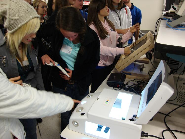 CU’s Explore Engineering Day for Women testing their minimally invasive surgical skills