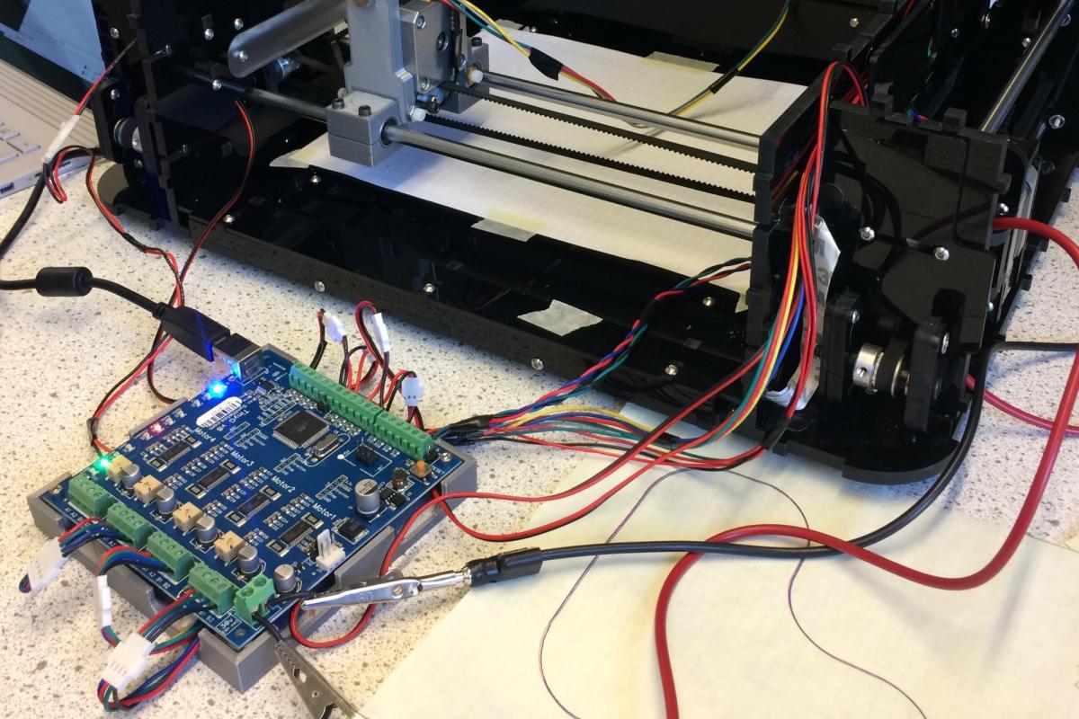A control board connected to a x-y plotter