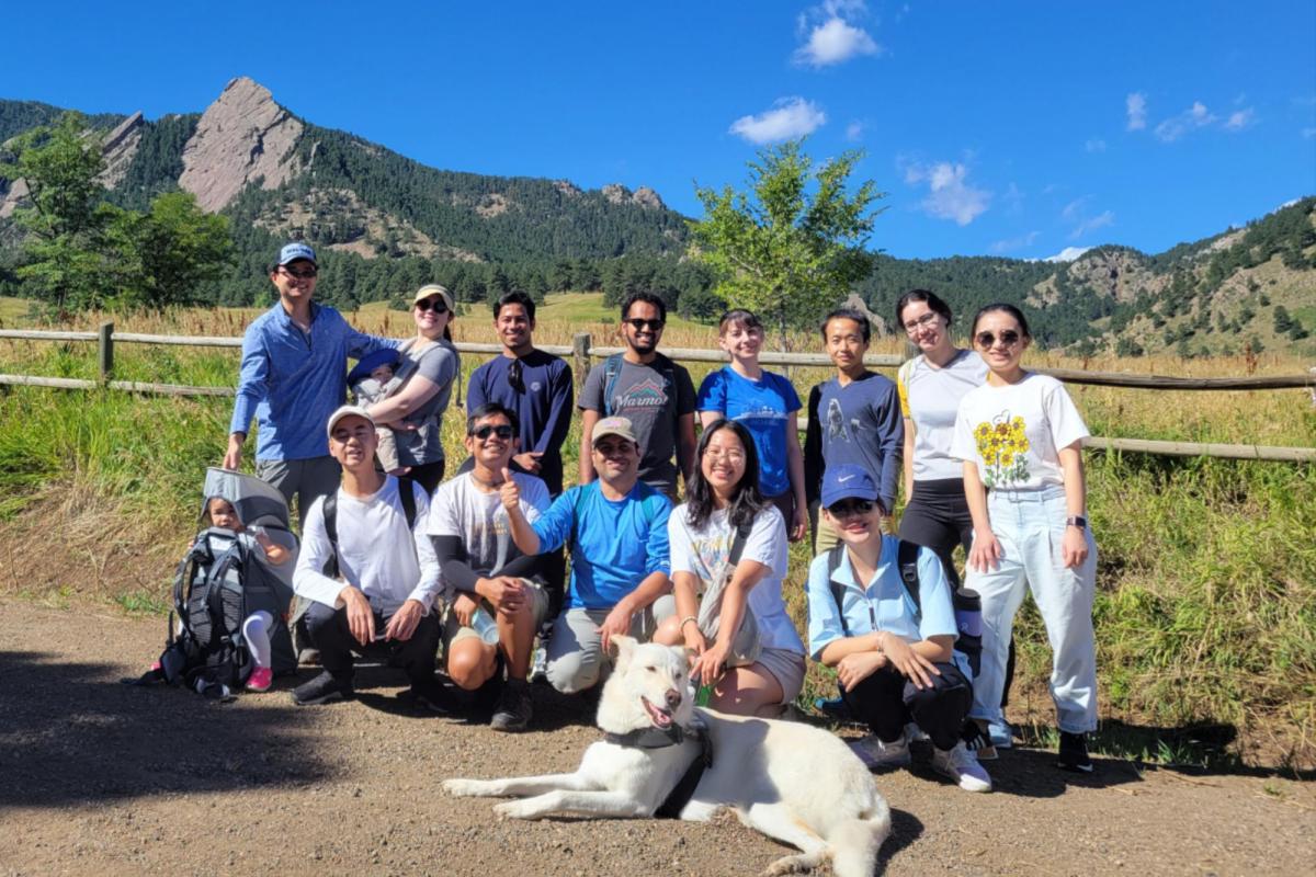 Lab hiking at Chautauqua park Colorado in fall 2023