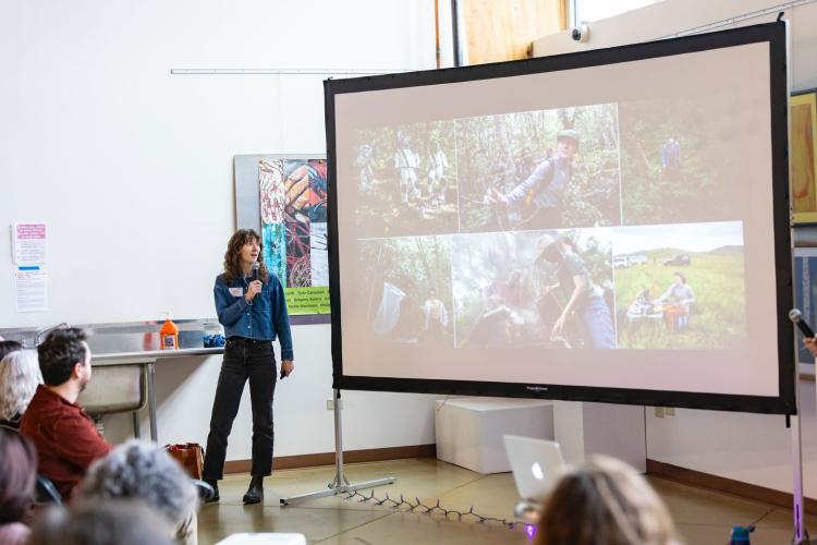 Dr. Madison Sankovitz gives a presentation on the Boulder Bee Lab's international field research.