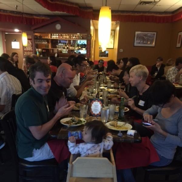 Jordan, Mans, and Vilja eating