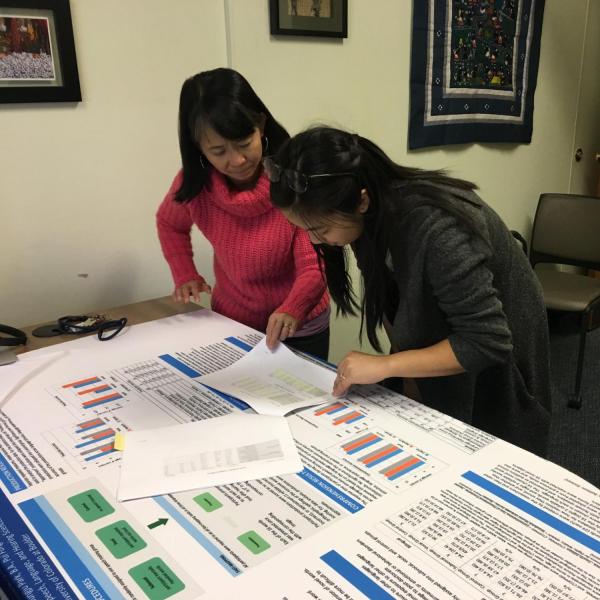 Jocelyn preparing her poster for the ASHA convention