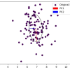 Principal Component Analysis of a random 2D point cloud using PyTorch’s built-in function. Image by the author.