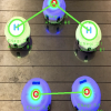 Atoms assembled into a chemical molecule using augmented reality to show bonds.