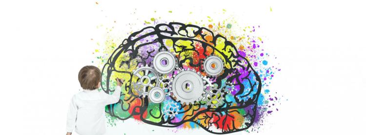 child draws a picture of a brain