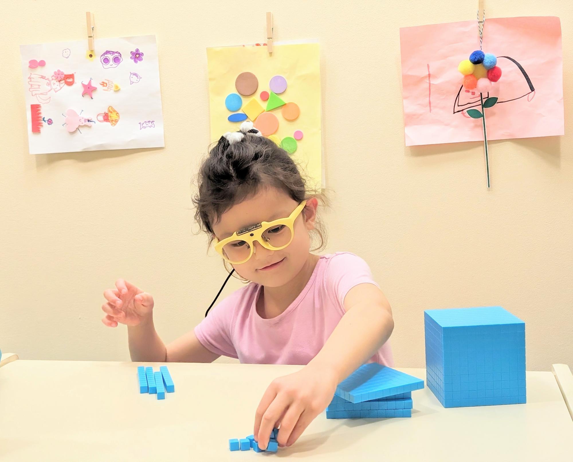 child playing with blocks