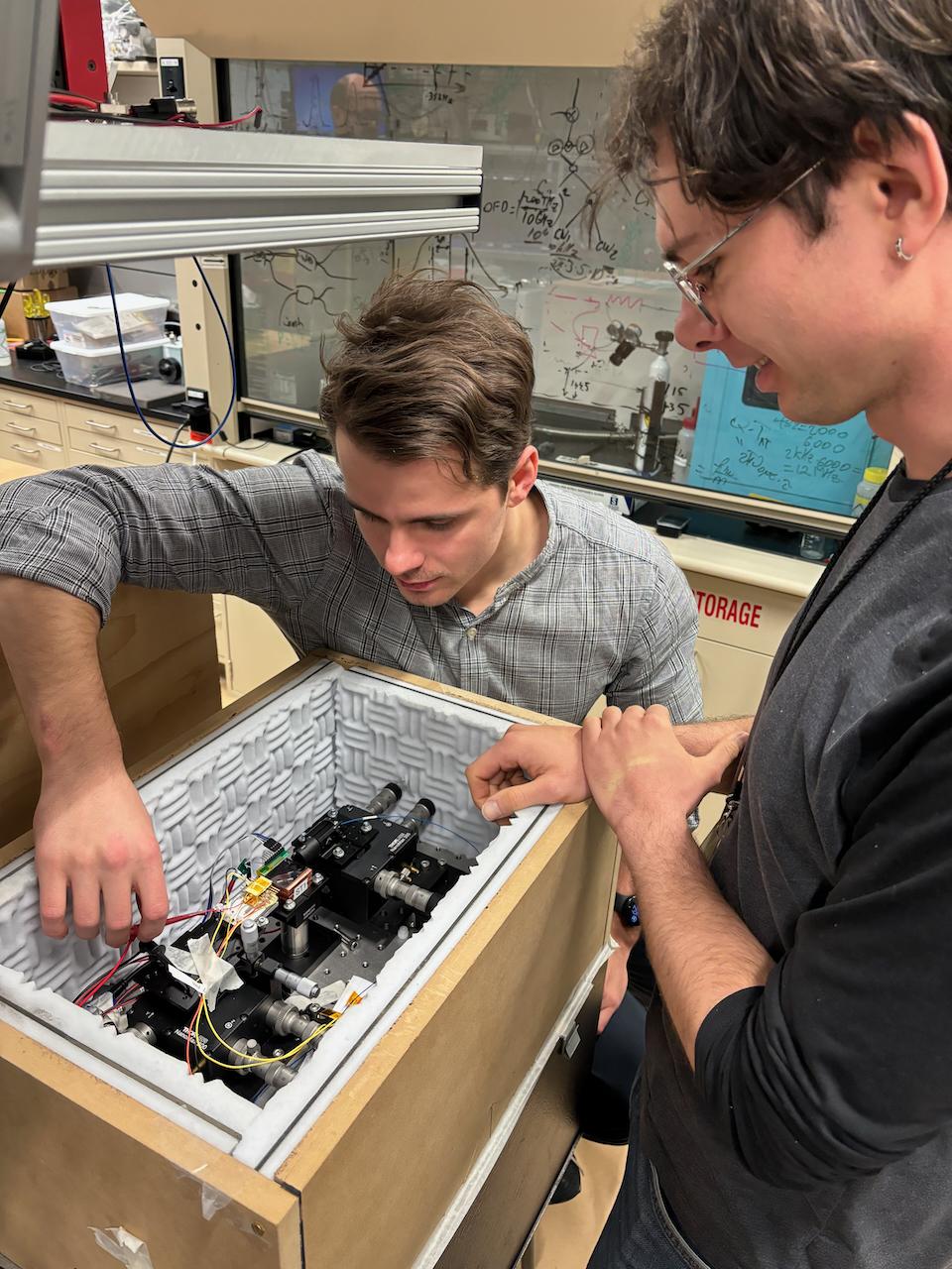 Igor and Will working with micro comb