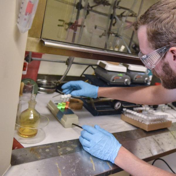 Hayden showing quantum dot fluorescence