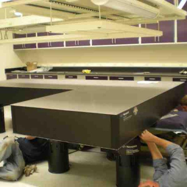 Transport and installation of the laser tables into the laser lab (January, 2011)