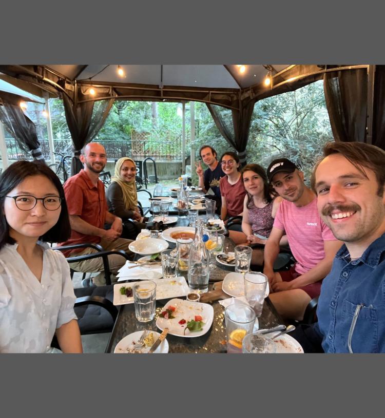 Group photo of some of the Electrobuffs saying goodbye to two of our best postdocs, Nate and Ana