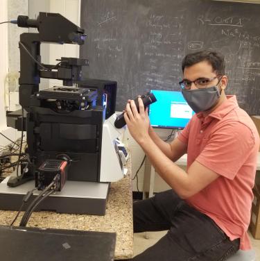 Ameya Prabhune with our shiny new microscope