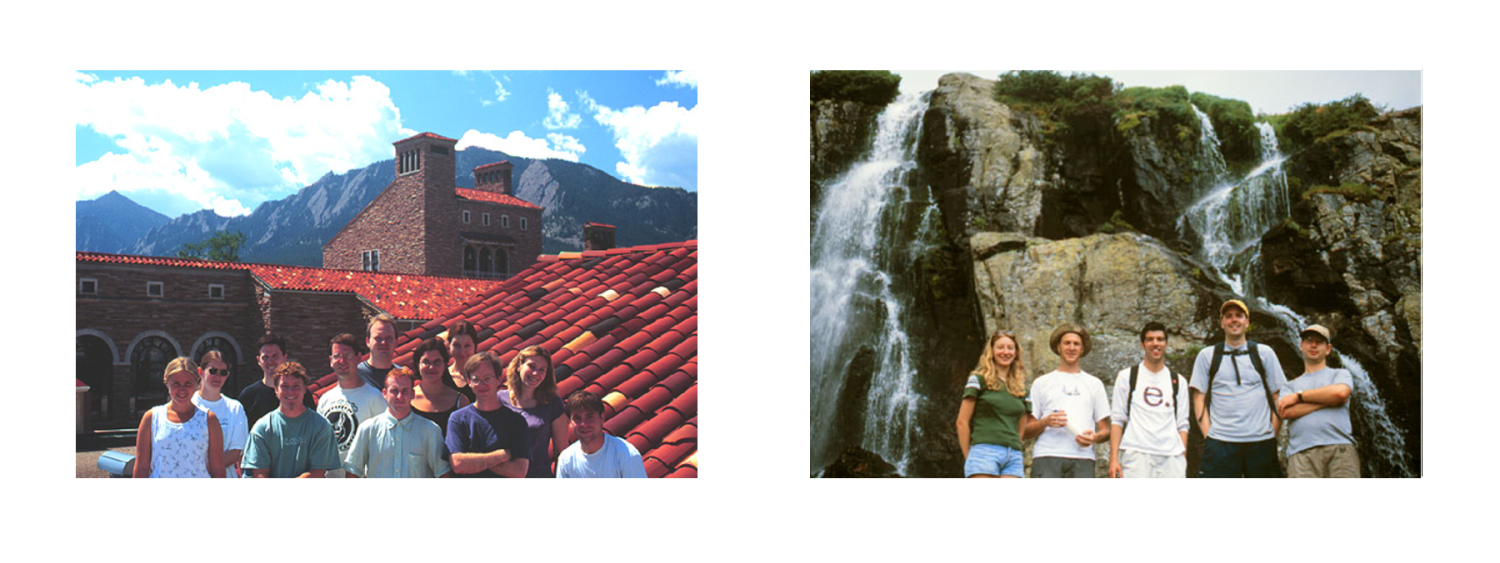 Falke lab members and Falke Lab members posing in front of a waterfall