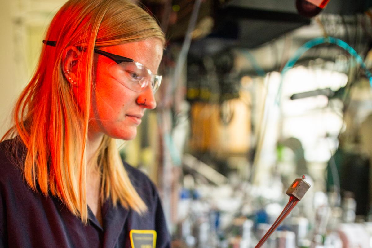 Jessica Murdzek with QCM; Quartz Crystal Microbalance