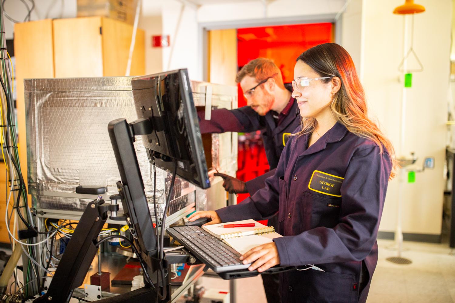 Janine Sempel & Jack Widmer at Rotary ALD MLD Reactor for Particle Coating; Atomic Layer Deposition, Molecular Layer Deposition