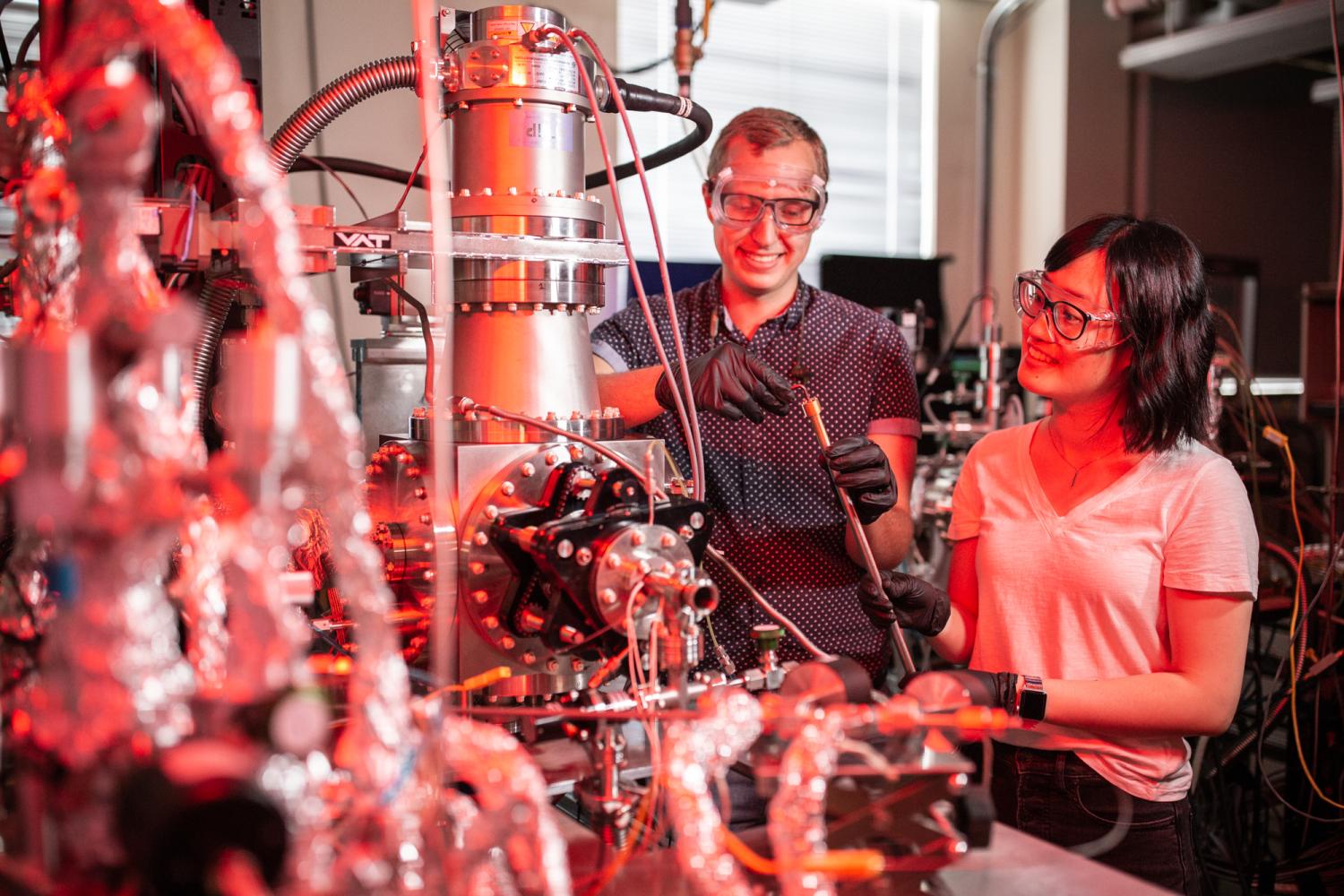 Ann Lii-Rosales & Jonathan Partridge at the QMS; Temperature-Ramped Quadrupole Mass Spectrometry