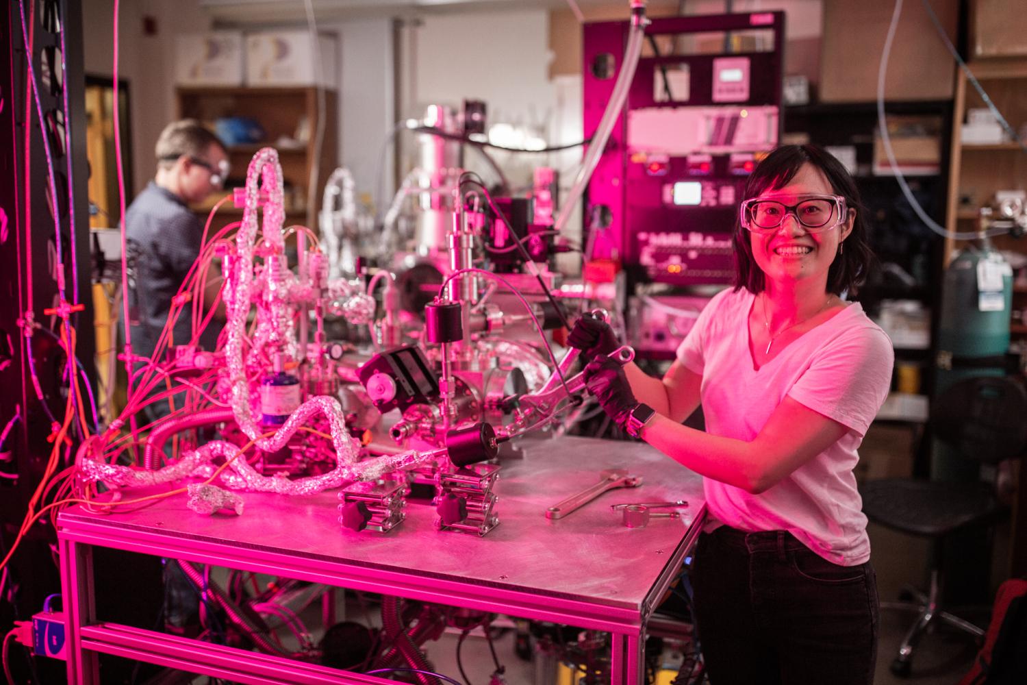 Ann Lii-Rosales & Jonathan Partridge at the QMS; Temperature-Ramped Quadrupole Mass Spectrometry