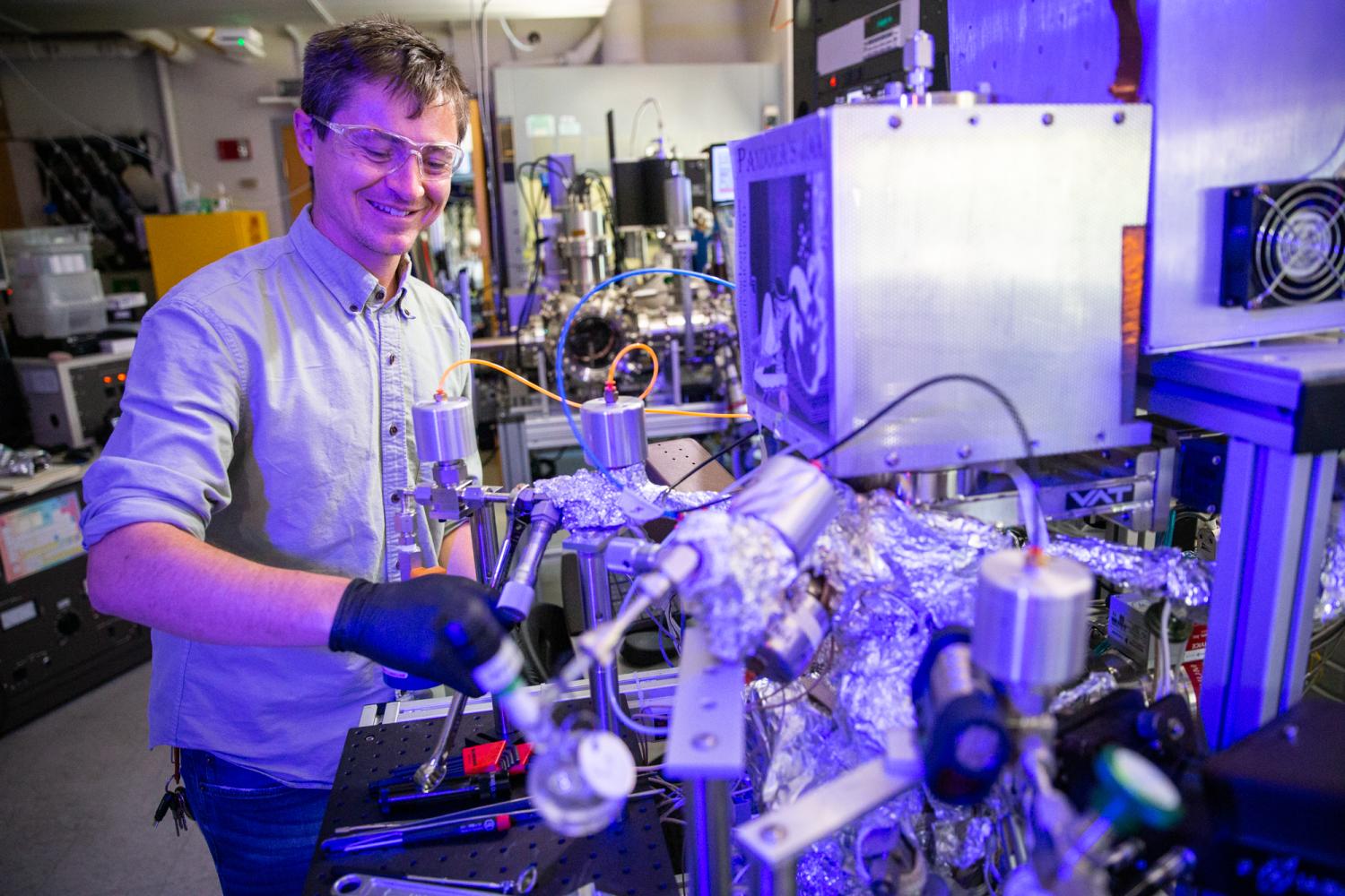 Austin Cano in the Laboratory with ALD, ALE, In Situ, Ellipsometry; University of Colorado at Boulder, Steven M. George Research Group