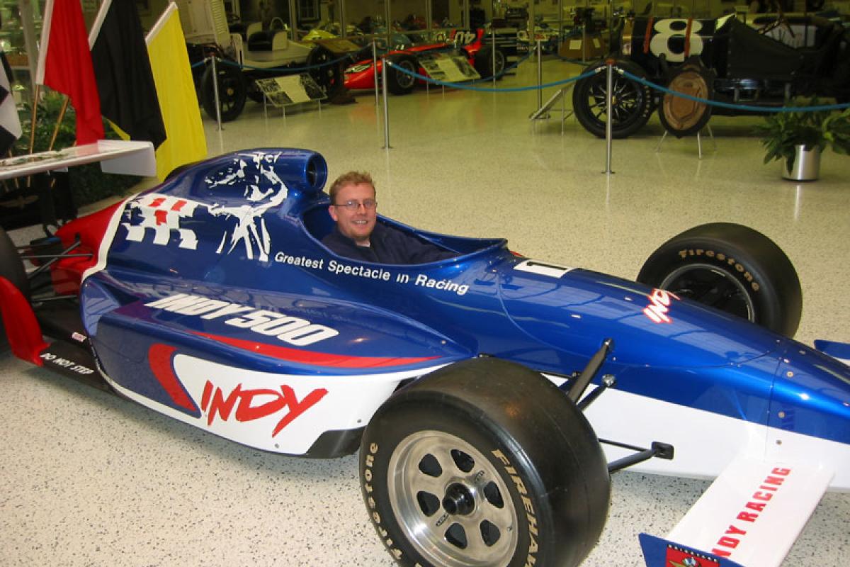 Tim in one of the race cars