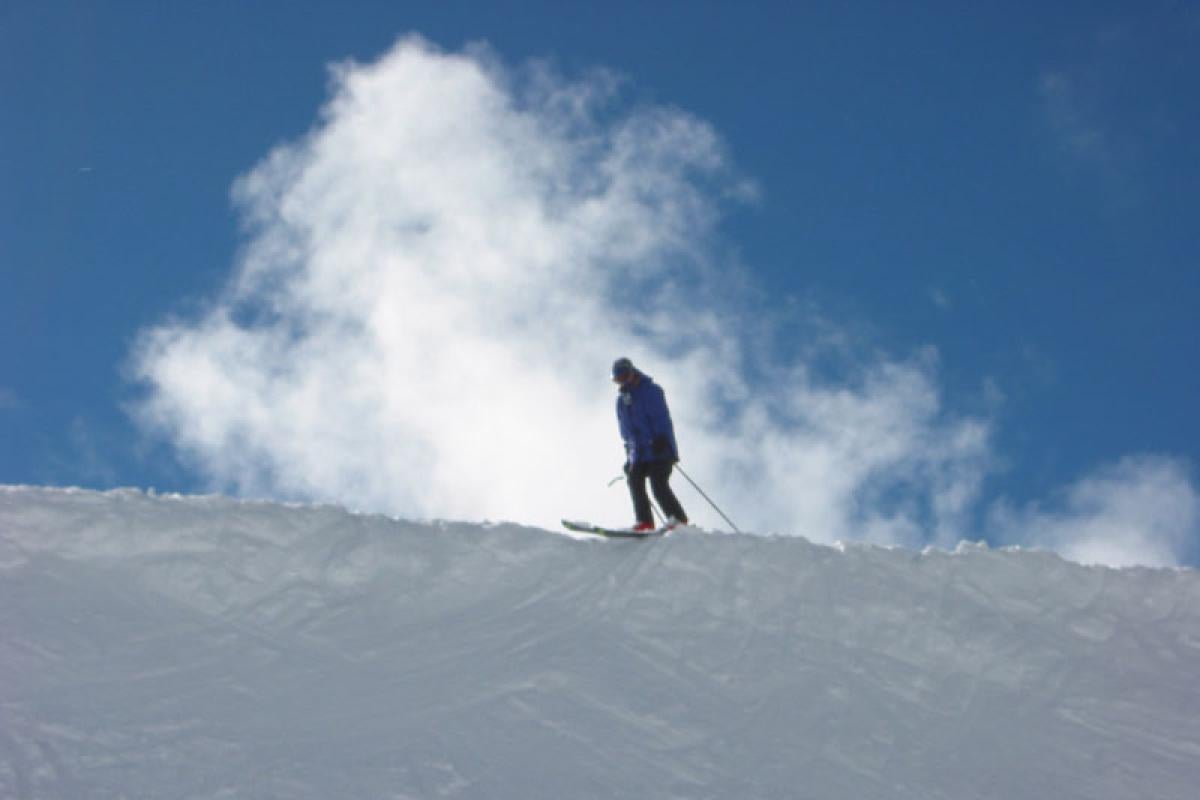 Cory's wife on a ski slope